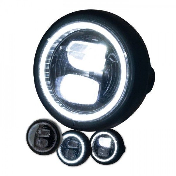 Přední světlo LED na moto 165mm černé